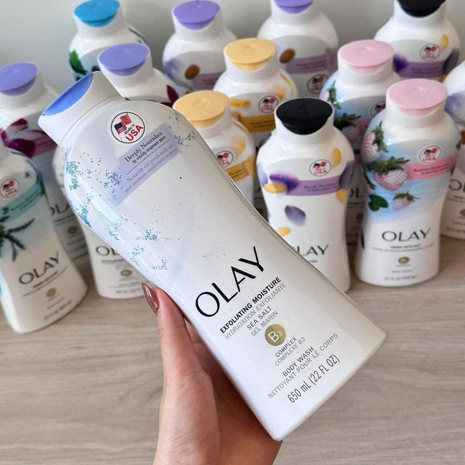 Sữa Tắm Olay Muối Biển Sea Salt 650ml - Tẩy Tế Bào Chết, Thanh Lọc Da Mịn Màng, Dưỡng Ẩm 