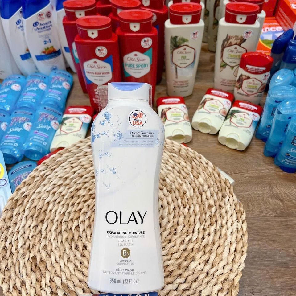 Sữa Tắm Olay Muối Biển Sea Salt 650ml - Tẩy Tế Bào Chết, Thanh Lọc Da Mịn Màng, Dưỡng Ẩm 