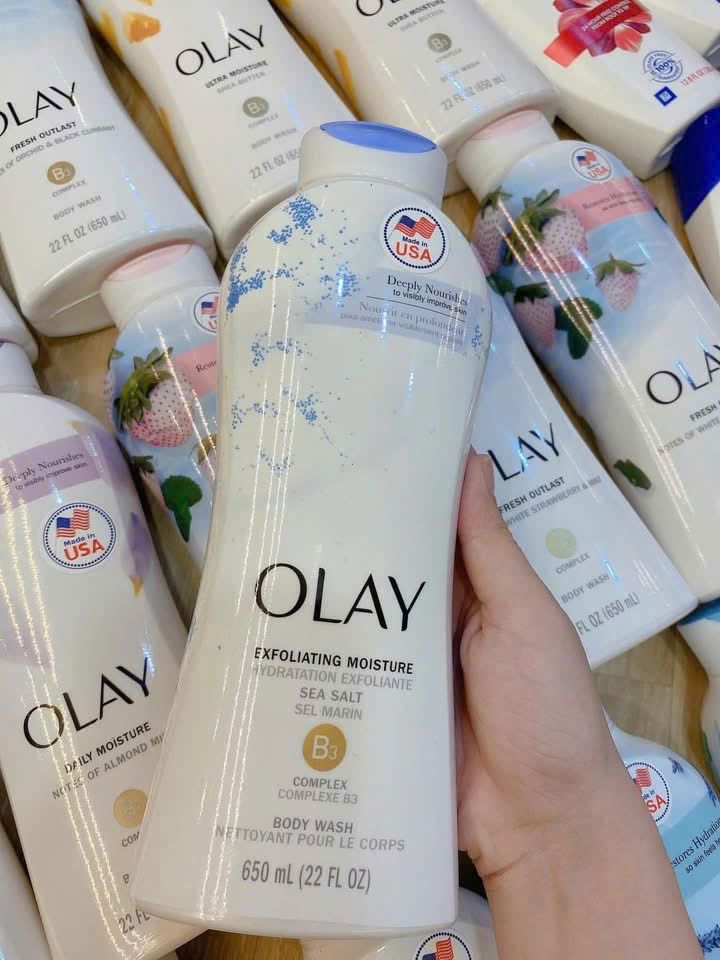 Sữa Tắm Olay Muối Biển Sea Salt 650ml - Tẩy Tế Bào Chết, Thanh Lọc Da Mịn Màng, Dưỡng Ẩm 