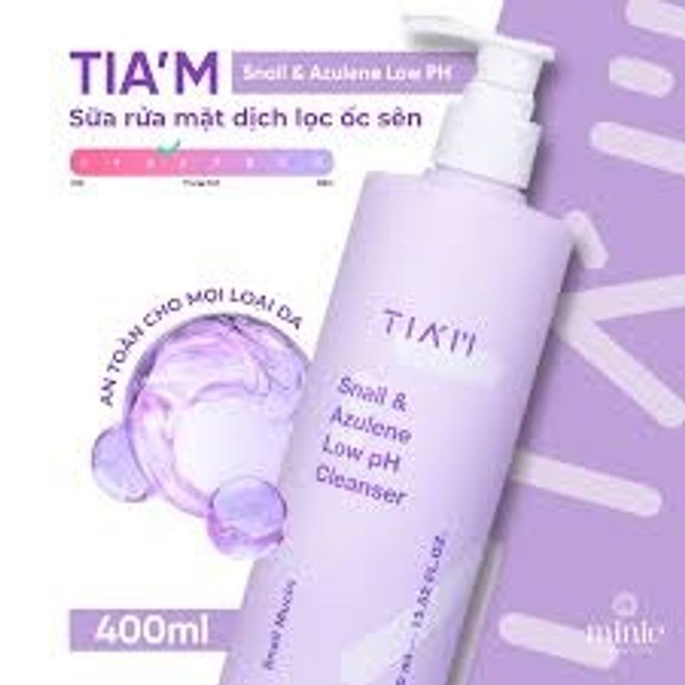 Sữa Rửa Mặt Làm Dịu Tiam Snail & Azulene Low PH 400ml - Dưỡng Da Chuyên Sâu, Phục Hồi Da Nhạy Cảm Chính Hãng Hàn Quốc