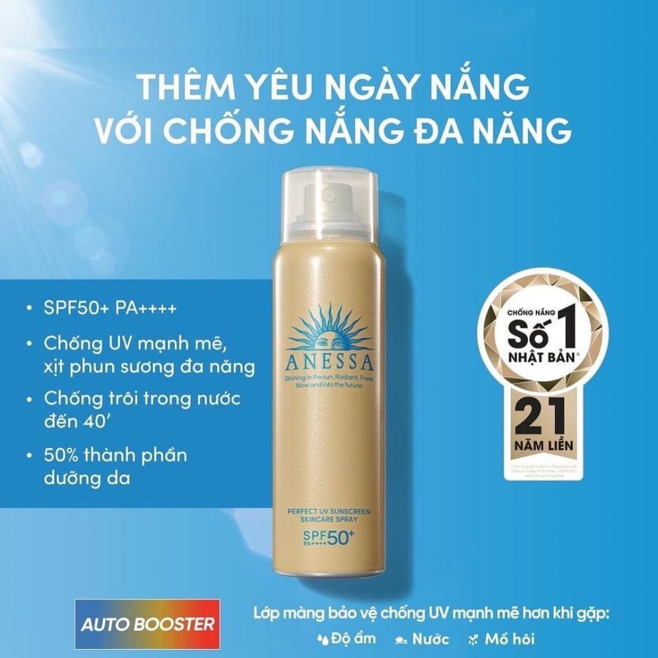 Xịt Chống Nắng Anessa Perfect UV SPF50+ PA++++ 60g - Dưỡng Da Đa Năng, Kháng Nước Tối Ưu Cho Mặt và Toàn Thân Chính Hãng