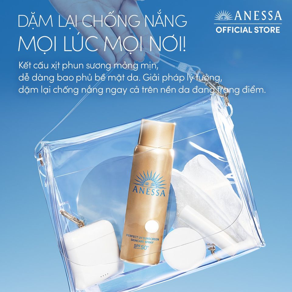 Xịt Chống Nắng Anessa Perfect UV SPF50+ PA++++ 60g - Dưỡng Da Đa Năng, Kháng Nước Tối Ưu Cho Mặt và Toàn Thân Chính Hãng