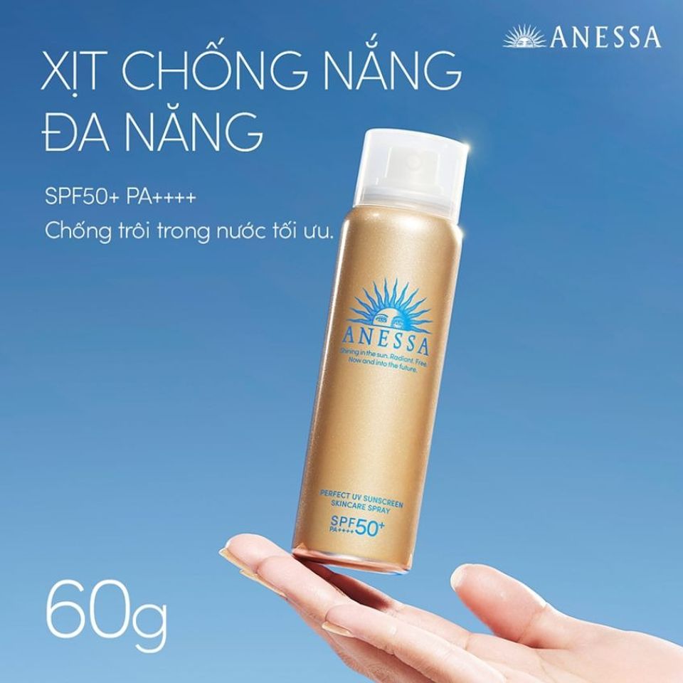 Xịt Chống Nắng Anessa Perfect UV SPF50+ PA++++ 60g - Dưỡng Da Đa Năng, Kháng Nước Tối Ưu Cho Mặt và Toàn Thân Chính Hãng