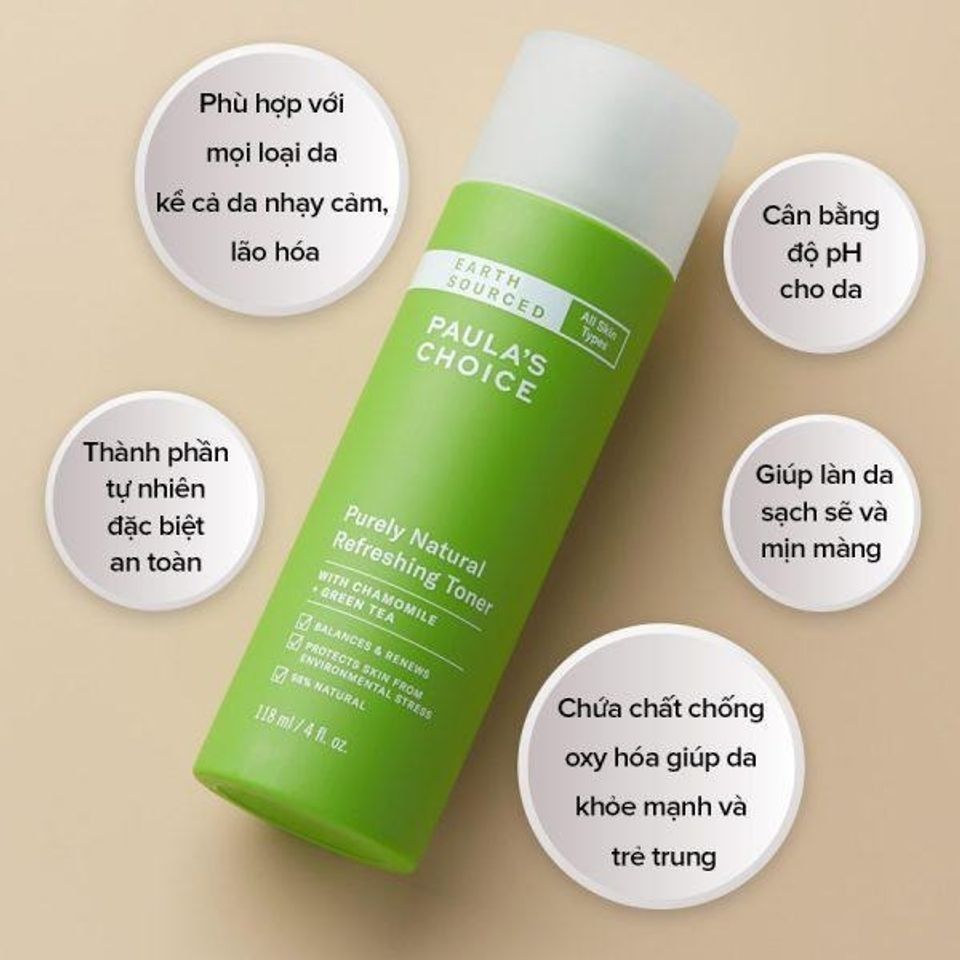 Toner Cân Bằng Da Paula’s Choice Earth Sourced 118ml - Tinh Khiết Thiên Nhiên, Làm Sạch & Dưỡng Ẩm Da Nhạy Cảm