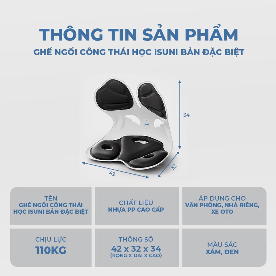 Ghế ISUNI Đặc Biệt Tựa Lưng Công Thái Học - Giảm Đau Mỏi Lưng, Hỗ Trợ Tư Thế, Thiết Kế Đột Phá, Chống Gù Lưng
