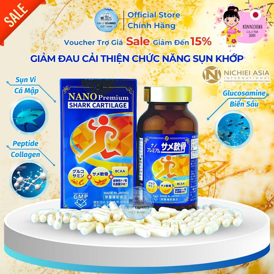 Viên Uống Sụn Cá Mập Glucosamine Nhật Bản NANO PREMIUM SHARK CARTILAGE 150 Viên - Giải Pháp Bổ Sung Xương Khớp Hiệu Quả