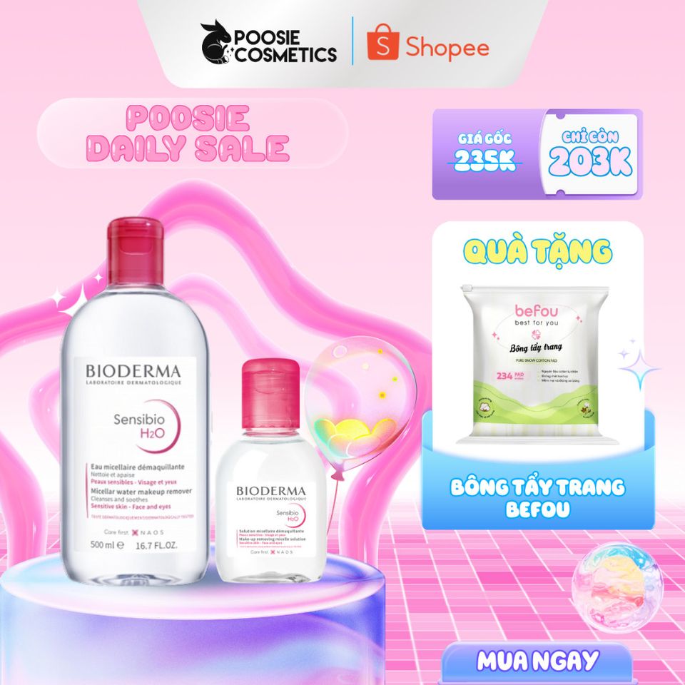 Nước Tẩy Trang Hồng Bioderma Sensibio H2O 250ml - Dành cho Da Nhạy Cảm, Làm Sạch Dịu Nhẹ, Không Cần Rửa, An Toàn cho Mắt và Môi