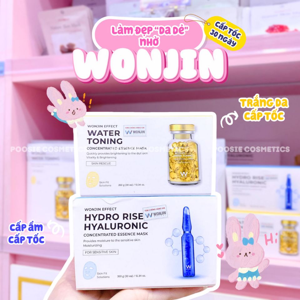 Hộp 30 Miếng Mặt Nạ Cấp Nước WonJin Effect Hydro Rise - Mặt Nạ Tăng Cường Độ Ẩm Hyaluronic Cho Da Căng Mịn 350g