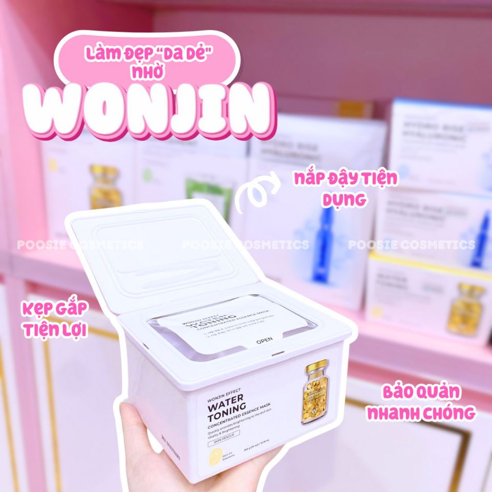 Hộp 30 Miếng Mặt Nạ Cấp Nước WonJin Effect Hydro Rise - Mặt Nạ Tăng Cường Độ Ẩm Hyaluronic Cho Da Căng Mịn 350g