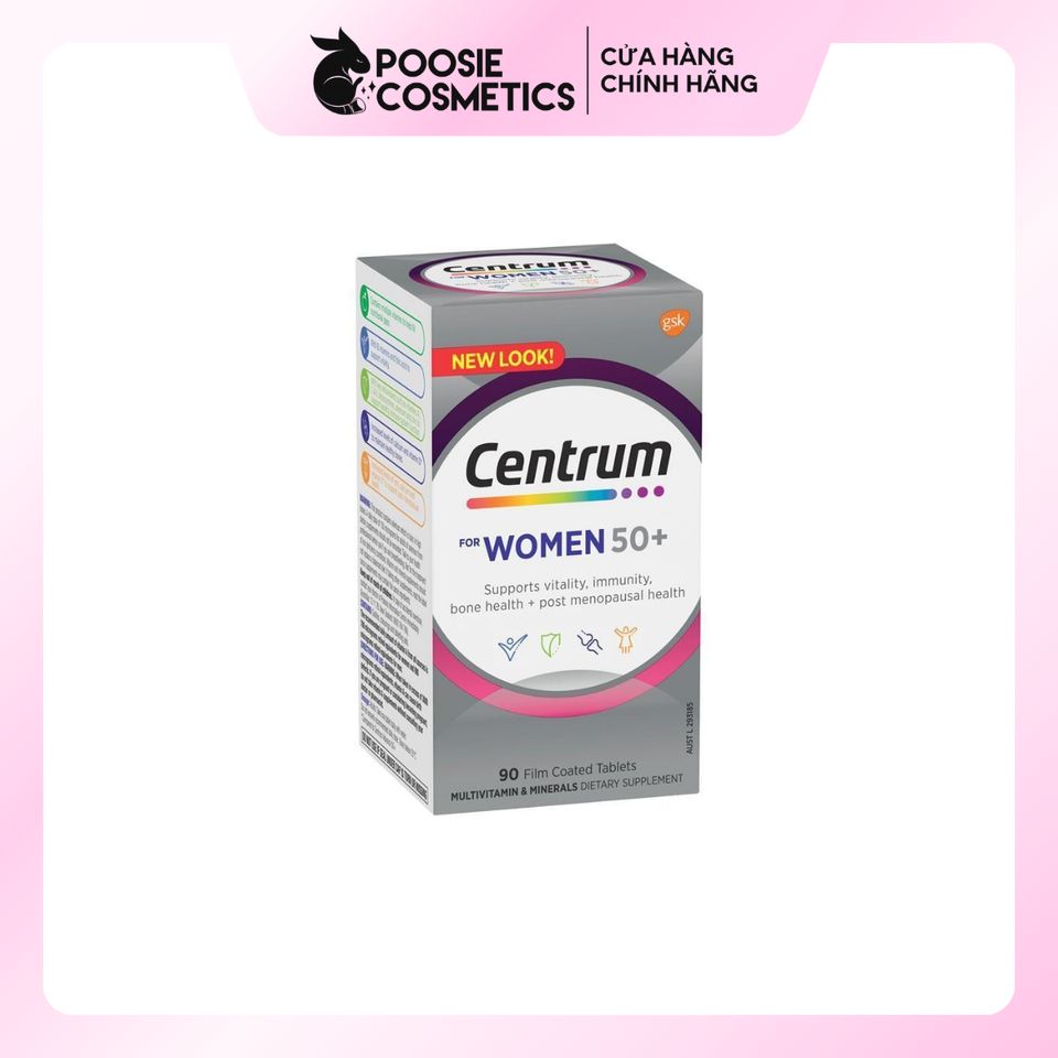 Vitamin Tổng Hợp Centrum Women 50+ - 90 Viên Bổ Sung Dinh Dưỡng Cho Phụ Nữ Trên 50 Tuổi, Hỗ Trợ Sức Khỏe Xương Và Tinh Thần