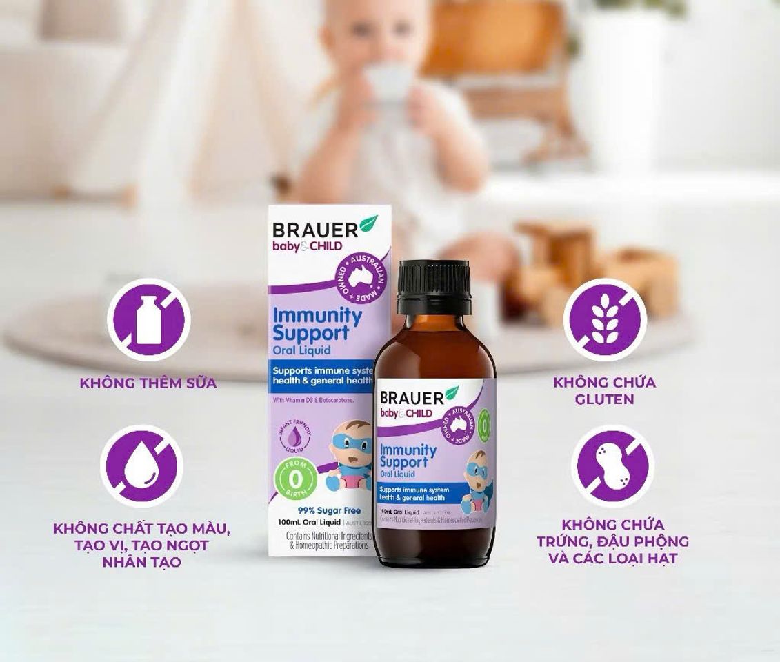 Siro Brauer Hỗ Trợ Tăng Sức Đề Kháng Cho Trẻ Từ 0 Tháng Tuổi, Dạng Dễ Uống, Vitamin và Thảo Mộc Tự Nhiên, 100ml