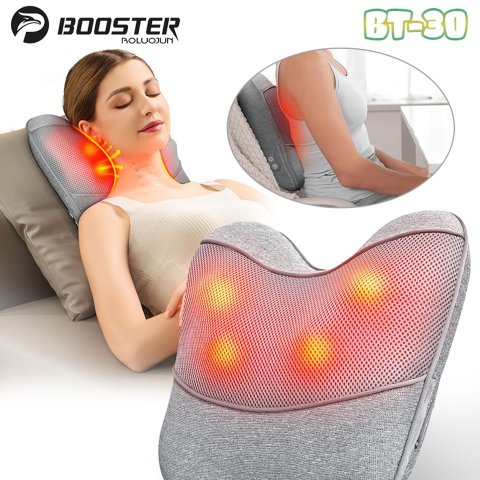 Gối Massage Lưng Cổ Vai Gáy Booster Boluojun BT-30 - Massage Nhiệt Hồng Ngoại, Pin Sạc Tiện Lợi, Thư Giãn Tại Nhà