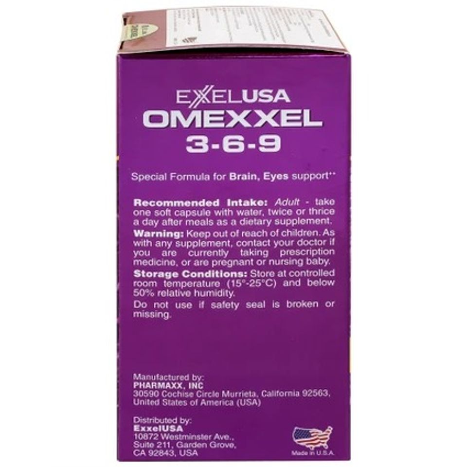 Viên uống bổ não, tăng cường thị lực và sức khỏe tim mạch Omexxel 3-6-9 - Giải pháp Omega 3-6-9 cho trí nhớ và mắt khỏe mạnh (100 viên)