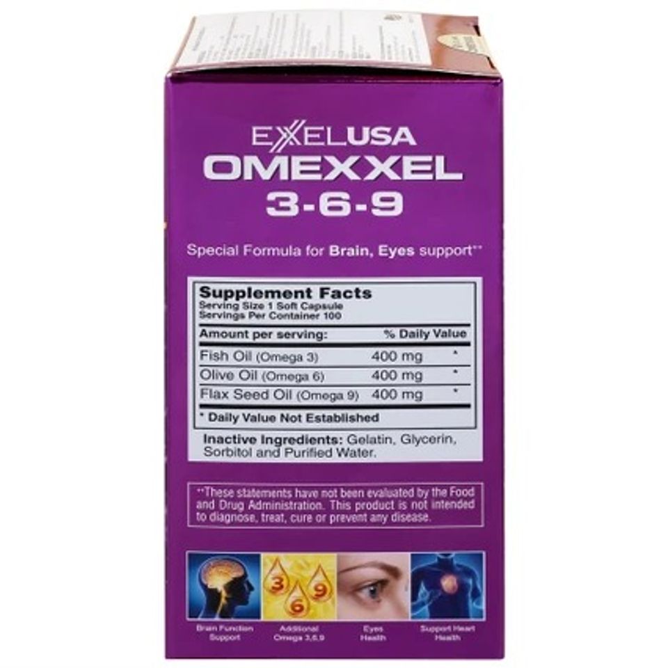 Viên uống bổ não, tăng cường thị lực và sức khỏe tim mạch Omexxel 3-6-9 - Giải pháp Omega 3-6-9 cho trí nhớ và mắt khỏe mạnh (100 viên)