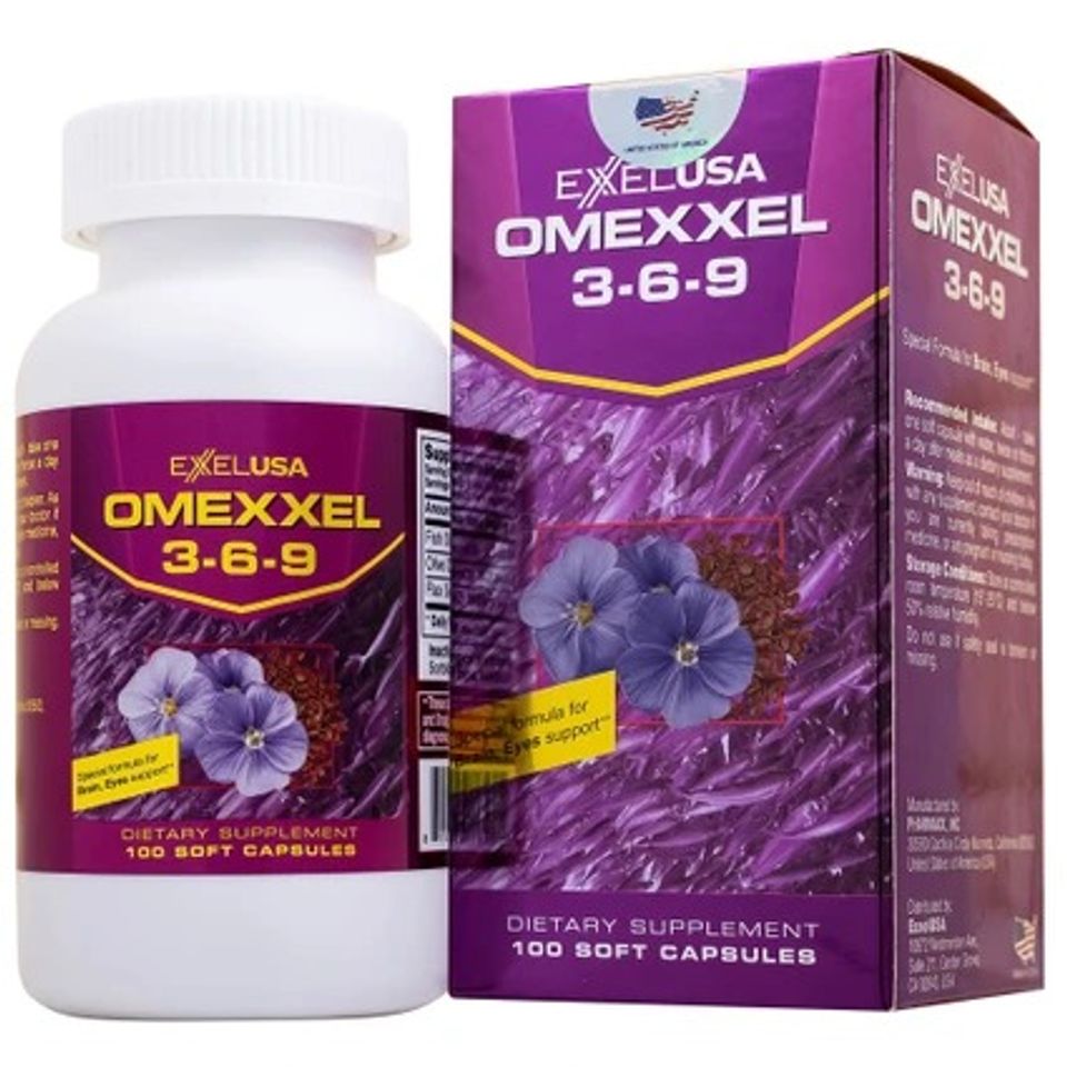 Viên uống bổ não, tăng cường thị lực và sức khỏe tim mạch Omexxel 3-6-9 - Giải pháp Omega 3-6-9 cho trí nhớ và mắt khỏe mạnh (100 viên)