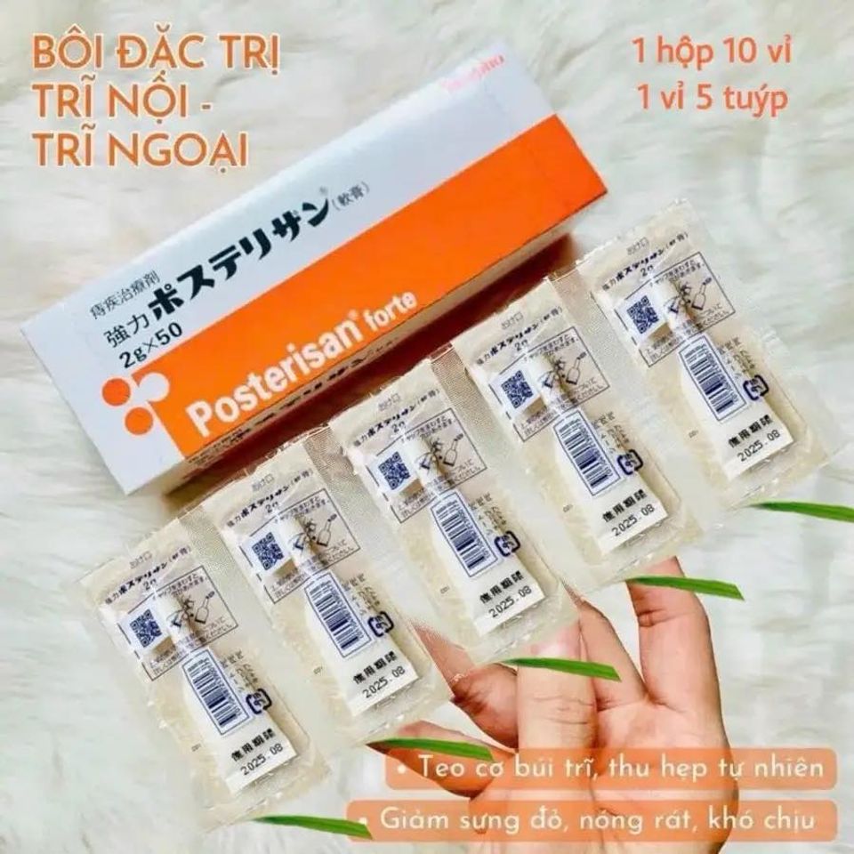 Kem Bôi Trĩ Nhật Bản Posterisan Forte - Giảm Đau Rát, Chăm Sóc Da Hậu Môn - Hộp 50 Tuýp Tiện Lợi