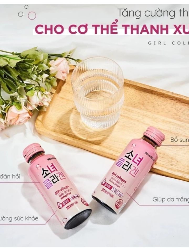 Nước Uống Collagen Girl Collagen Hàn Quốc - Hỗ Trợ Sáng Da, Chống Lão Hóa, Giảm Nhăn, Hộp 10 Chai 100ml