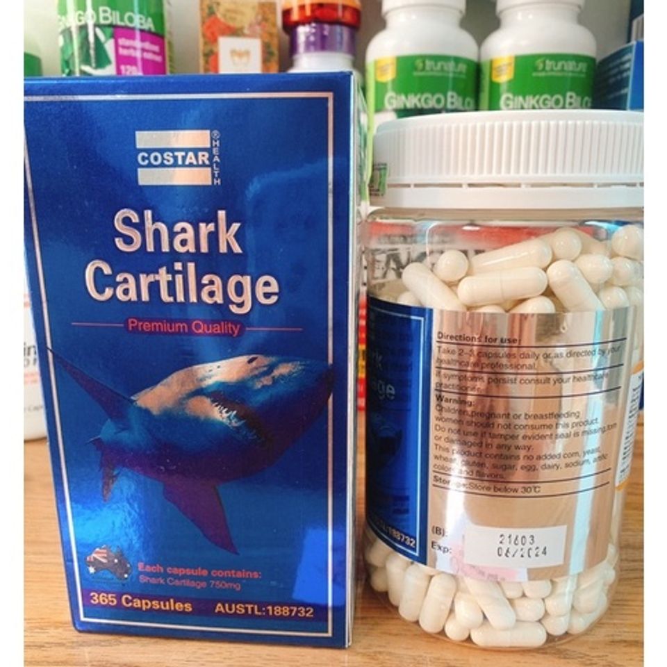 Viên Uống Sụn Cá Mập Costar Shark Cartilage 750mg - Hỗ Trợ Khớp và Sức Khỏe Xương - 365 Viên Nhập Khẩu Úc