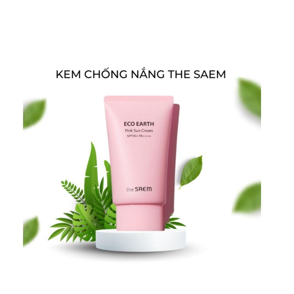 Kem Chống Nắng The Saem Eco Earth Power Hồng 50ml - Bảo Vệ Da, Xuất Xứ Hàn Quốc, Chống Nắng Nhanh Chóng, Dưỡng Ẩm Tối Ưu