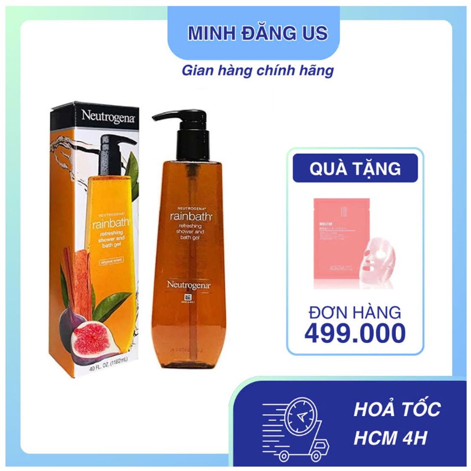 Sữa Tắm Neutrogena Rainbath Mỹ 1182ml - Gel Dưỡng Ẩm Sạch Mụn Lưng, Hương Trái Cây Tươi Mát, Chăm Sóc Da Mềm Mịn