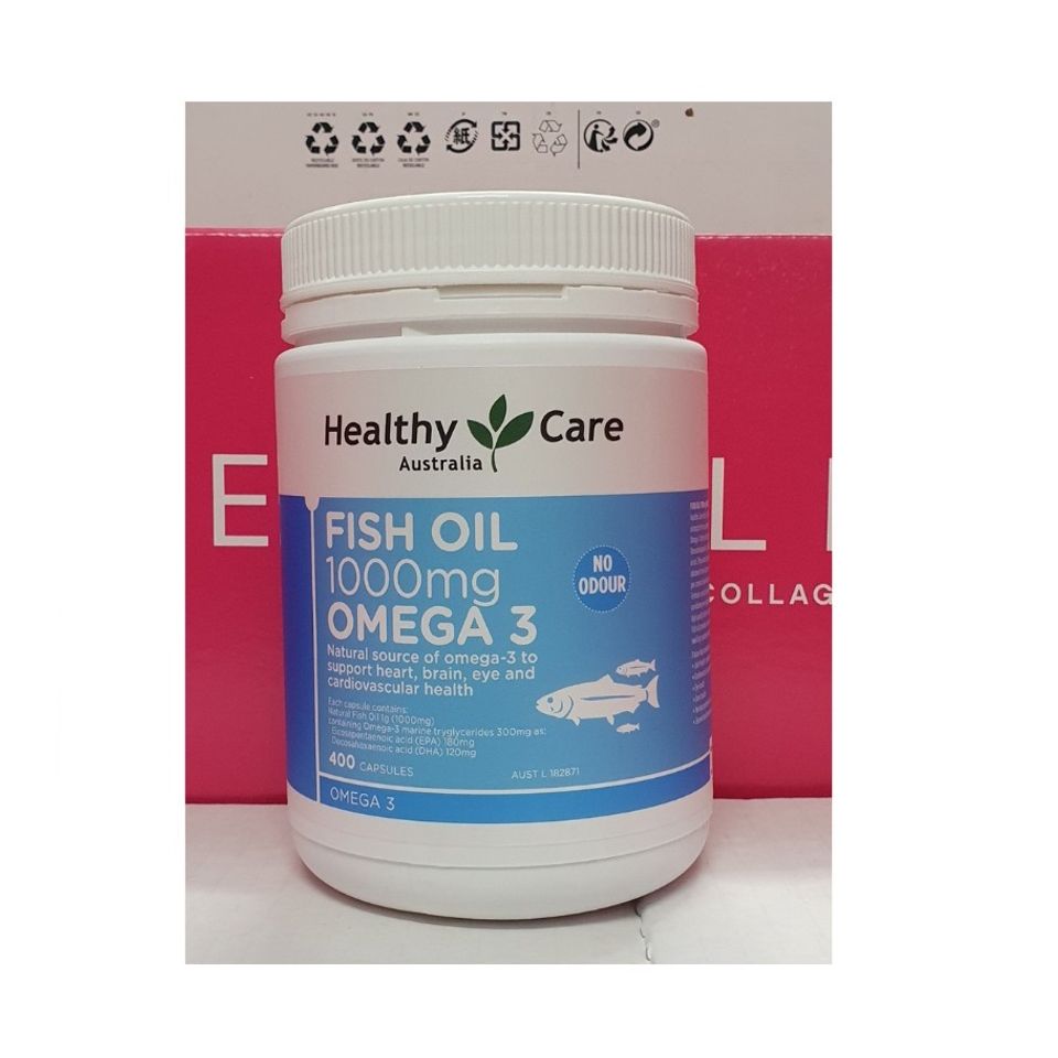 Dầu Cá Tự Nhiên Fish Oil 1000 mg Omega 3 Healthy Care Úc - Hỗ Trợ Tim Mạch & Phát Triển Trí Não, Hộp 400 Viên