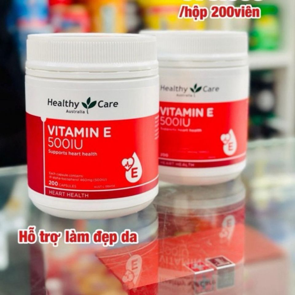 Viên Uống Bổ Sung Vitamin E Healthy Care 500IU - 200 Viên Cải Thiện Đẹp Da, Chống Lão Hóa & Tóc Khỏe Mượt, Xuất Xứ Úc