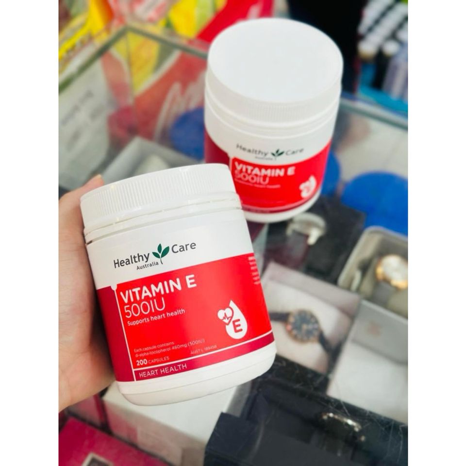 Viên Uống Bổ Sung Vitamin E Healthy Care 500IU - 200 Viên Cải Thiện Đẹp Da, Chống Lão Hóa & Tóc Khỏe Mượt, Xuất Xứ Úc