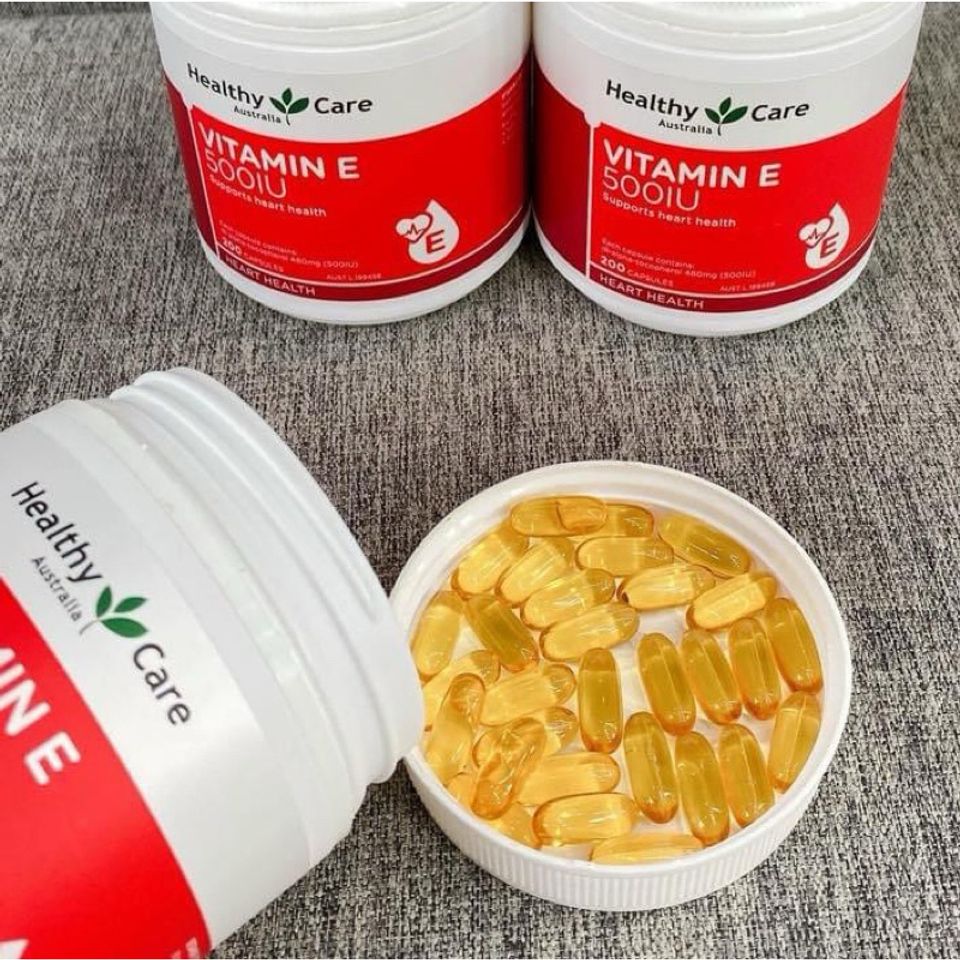 Viên Uống Bổ Sung Vitamin E Healthy Care 500IU - 200 Viên Cải Thiện Đẹp Da, Chống Lão Hóa & Tóc Khỏe Mượt, Xuất Xứ Úc