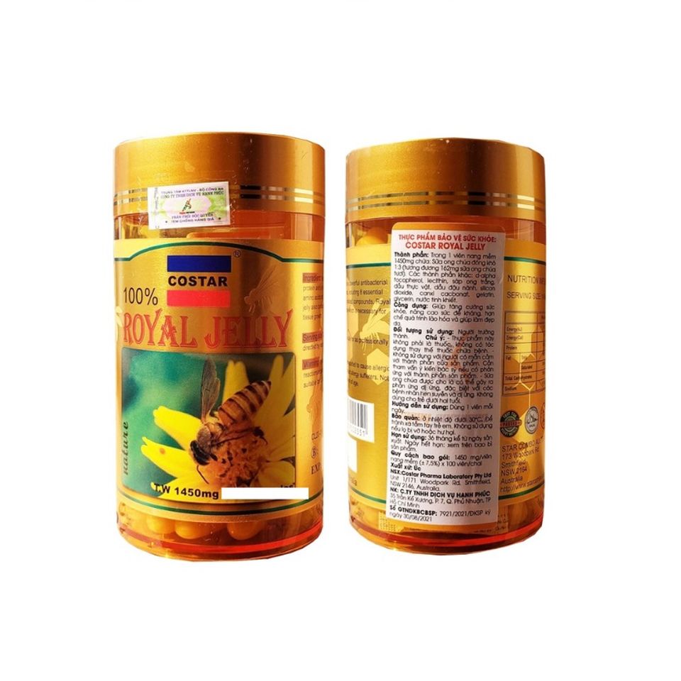 Viên Uống Sữa Ong Chúa Costar Royal Jelly 1450mg 365 Viên - Hỗ Trợ Làm Đẹp Da, Tăng Cường Sức Khỏe, Chống Lão Hóa