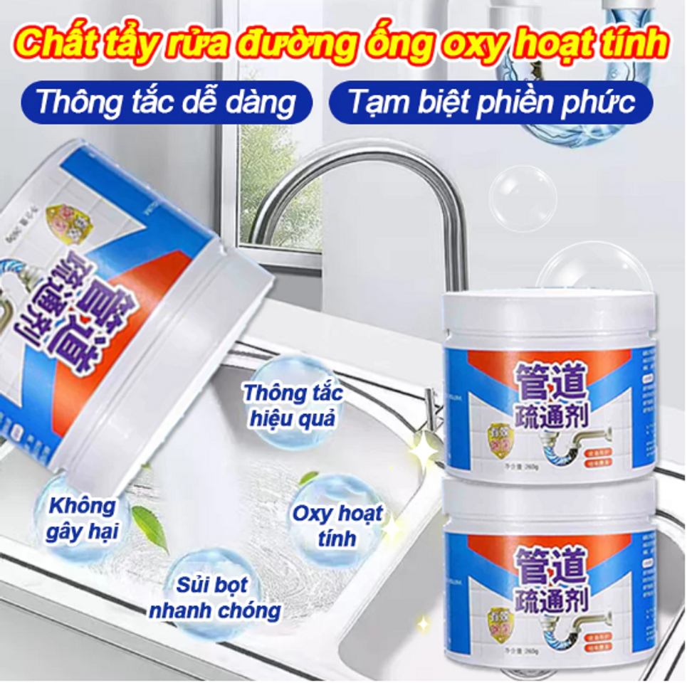 Bột Thông Tắc Cống - Bột Thông Cống Cực Mạnh , Thông Tắc Bồn Cầu, Bồn Rửa Bát, Đường Ống Nhanh Chóng, Hiệu Quả