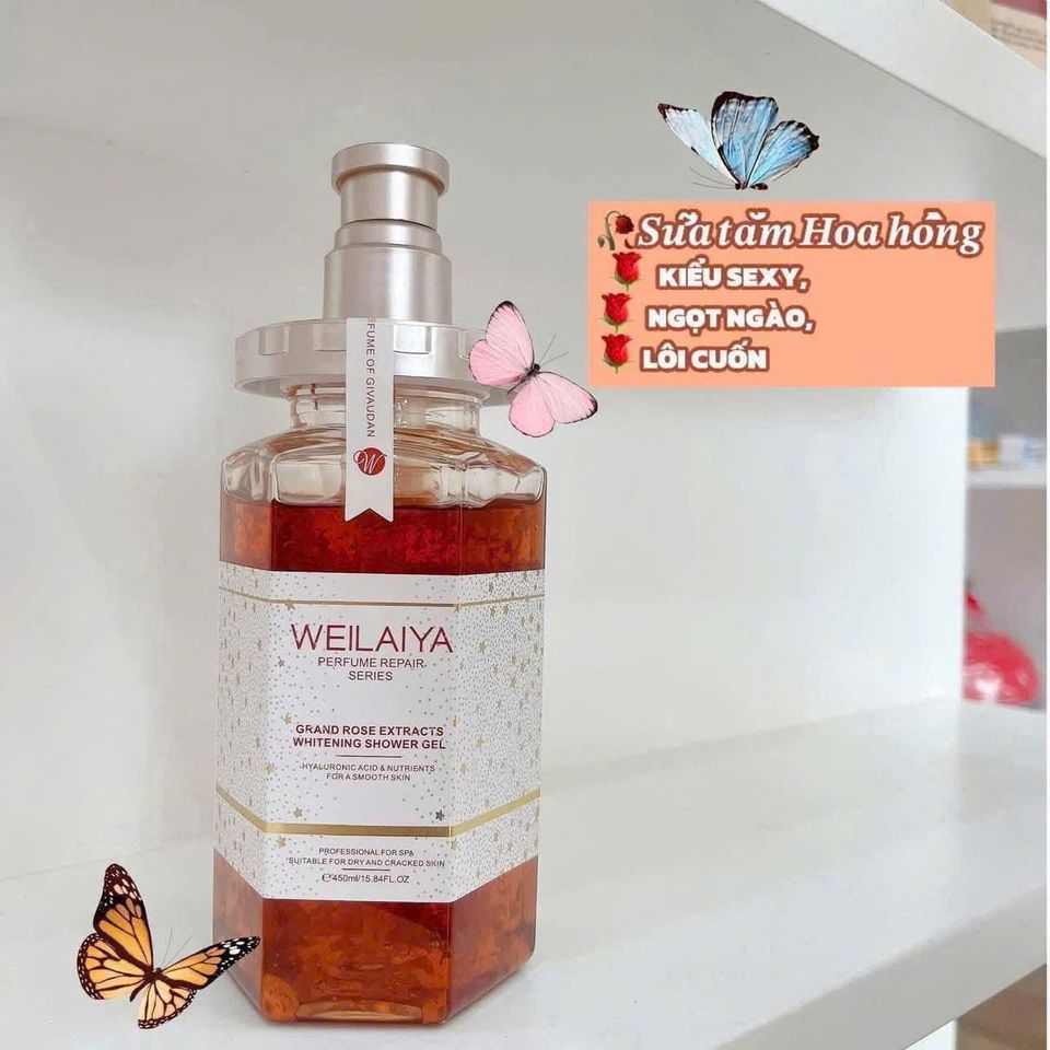 Sữa Tắm Trắng Da Weilaiya Tủy Mật Hoa Hồng 450ml - Dưỡng Ẩm, Làm Sáng Da, Chăm Sóc Da Toàn Thân