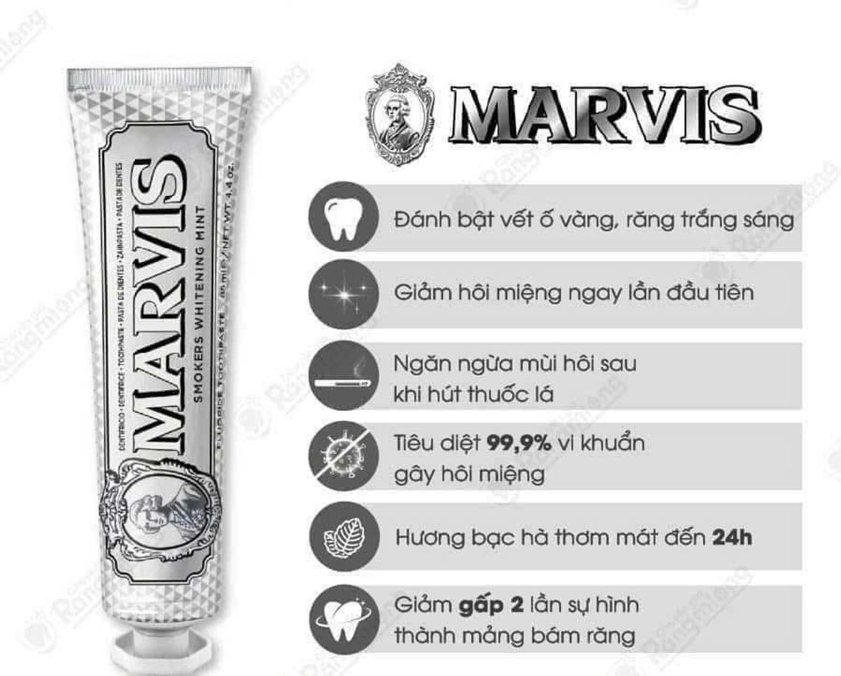 Kem Đánh Răng Marvis Whitening Mint 85ml - Trắng Sáng Răng, Hương Bạc Hà Tươi Mát - Sản Phẩm Chăm Sóc Răng Miệng Cao Cấp