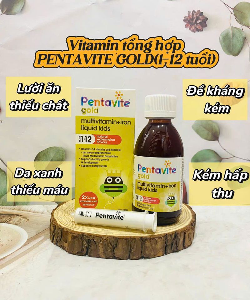 Vitamin Tổng Hợp Pentavite Gold Multivitamin + Iron 200ml – Bổ sung vitamin và tăng cường sức đề kháng cho trẻ em