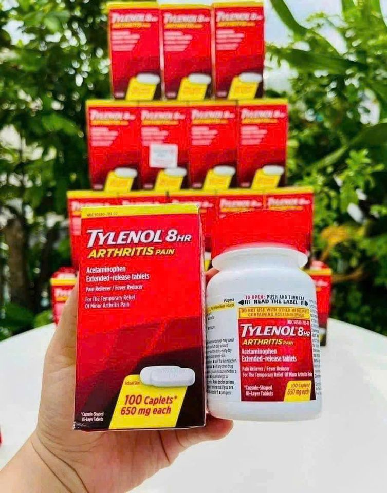 Viên uống giảm đau Tylenol 8 giờ cho viêm khớp 650mg - Hỗ trợ giảm đau, hạ sốt hiệu quả, 100 viên