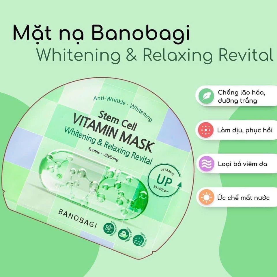 Set 10 Mặt Nạ Banobagi Thư Giãn & Làm Dịu Da Xanh Lá - Giảm Kích Ứng, Dưỡng Ẩm Chất Lượng 