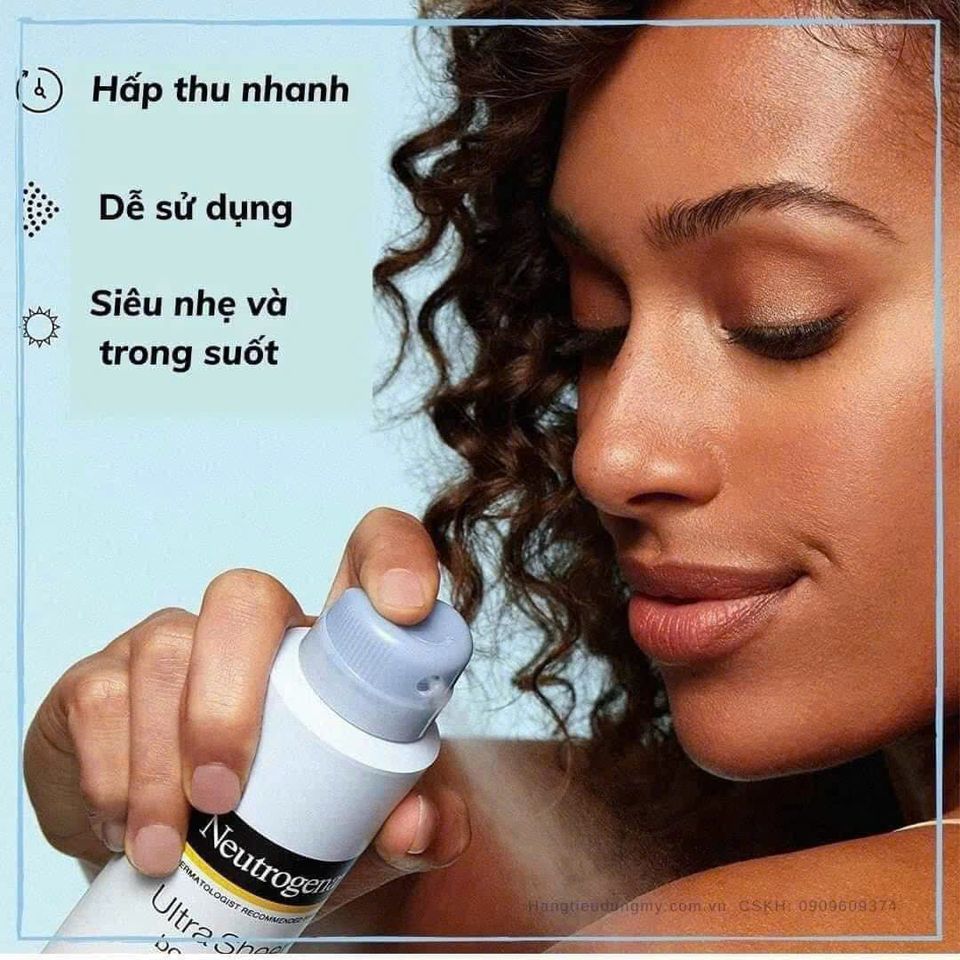 Xịt Chống Nắng Neutrogena Ultra Sheer SPF 70 - Kháng Nước và Chống Oxy Hóa, 141g, Bảo Vệ Da Tối Đa
