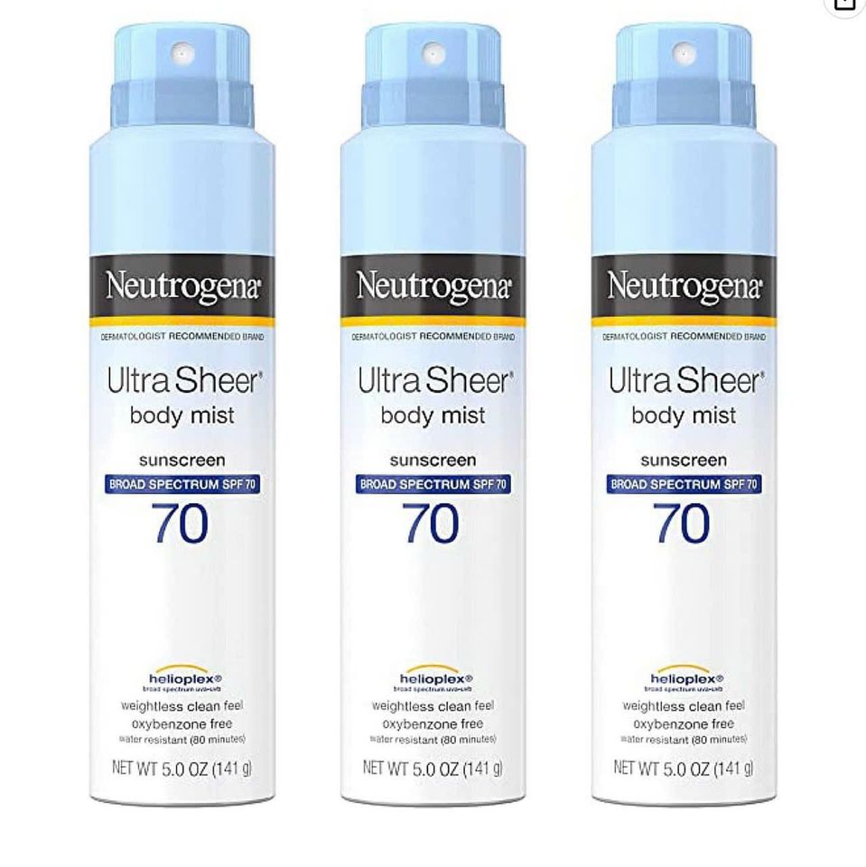 Xịt Chống Nắng Neutrogena Ultra Sheer SPF 70 - Kháng Nước và Chống Oxy Hóa, 141g, Bảo Vệ Da Tối Đa