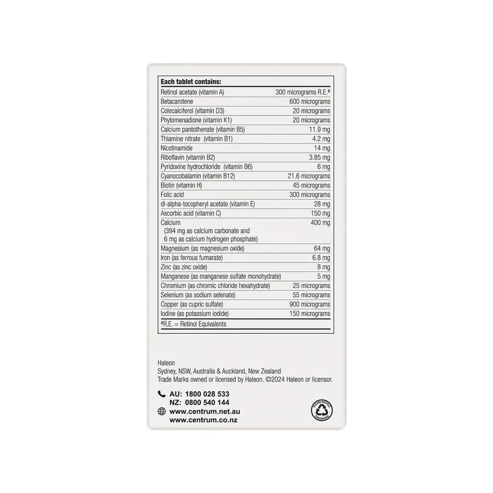 Vitamin Tổng Hợp Centrum cho Phụ Nữ 90 Viên - Hỗ Trợ Sức Khỏe, Làm Đẹp Tóc, Da, Móng - Vitamin Úc Chính Hãng 625130