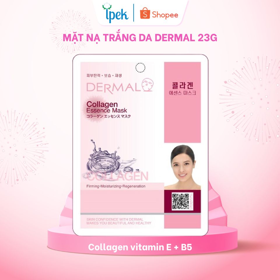 [Quà tặng] Mặt nạ dưỡng da tinh chất trắng da Dermal Hàn Quốc 23 gram cho bông tẩy trang IPEK