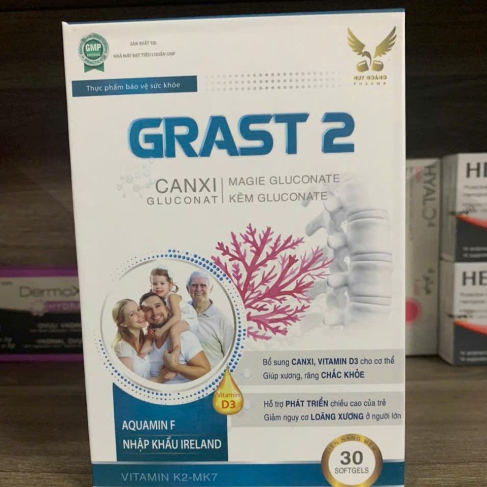 (Chính hãng) Viên uống bổ sung Calci hữu cơ, Calci nano [TPBVSK Grast 2] - H/ 30 viên (hộp)