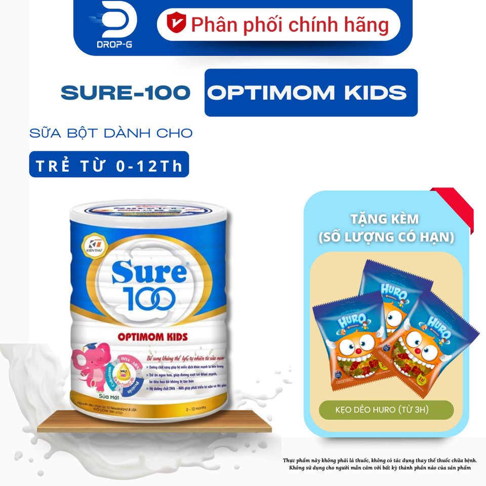 (Chính hãng) Sữa Sure 100 Optimom Kids Sữa dành cho Trẻ từ 0 - 12 tháng - H/900g