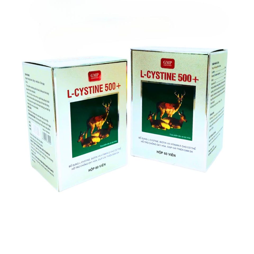 Viên Uống Hỗ Trợ Sáng Da L-Cystine500+ Hỗ Trợ Giảm Sạm Nám, Bổ Sung Biotin & Vitamin E - Hộp 60 Viên
