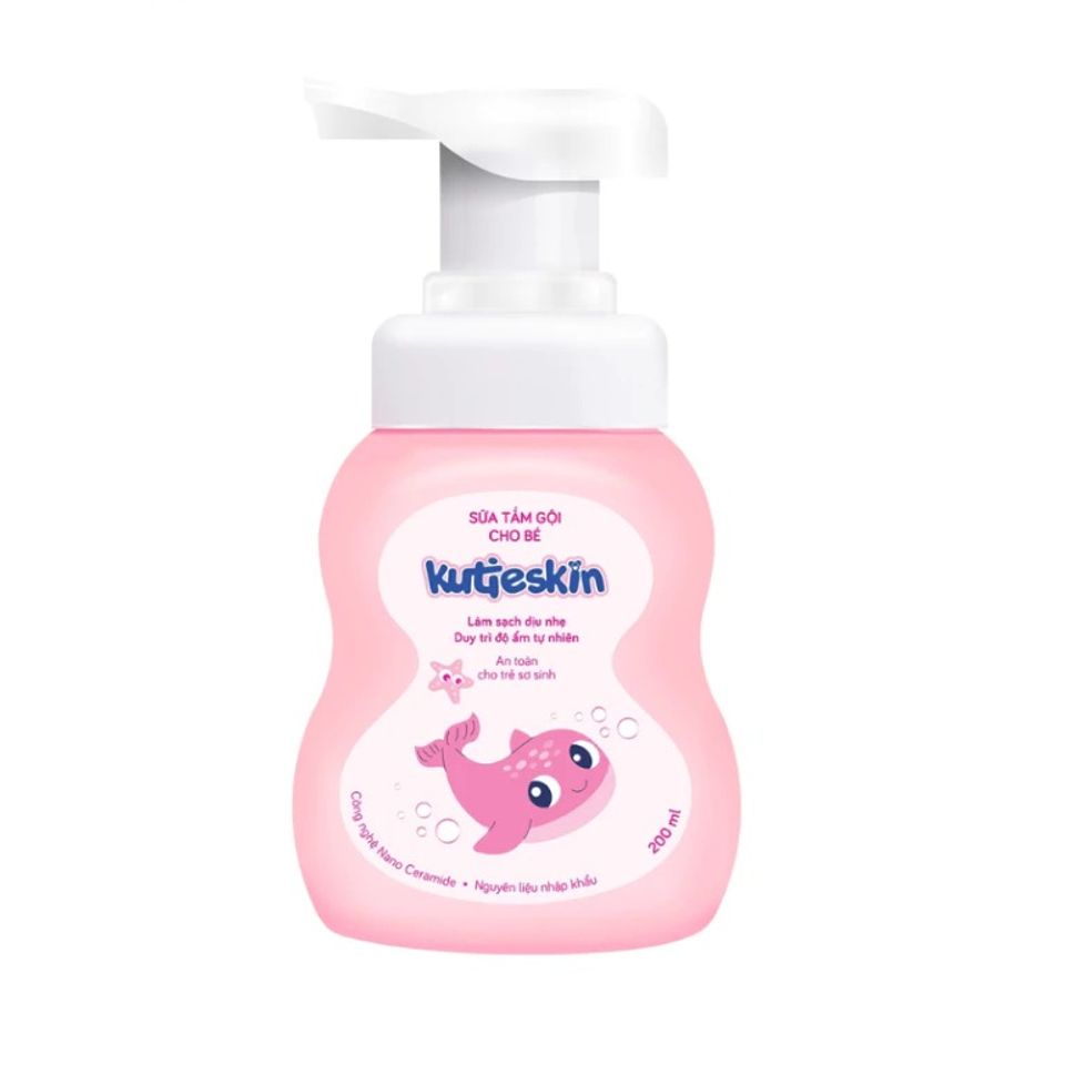 Sữa tắm gội cho bé Kutieskin ngừa rôm sảy, mẩn ngứa, duy trì độ ẩm tự nhiên làn da bé - Chai 200ml
