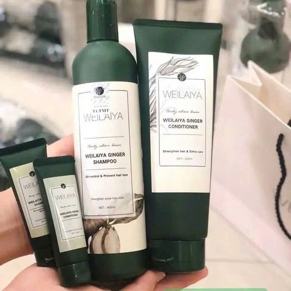 Dầu Gội Cặp Weilaiya Gừng Non – mọc tóc, giảm gàu (kèm bộ mini)