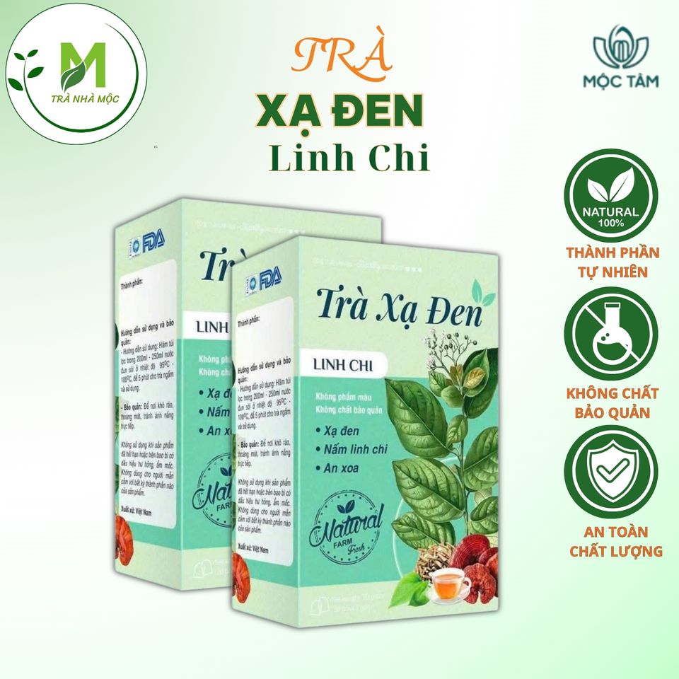 Trà Xạ Đen Nấm Linh Chi, An Xoa Hỗ Trợ Gan Nhiễm Mỡ, Men Gan Cao, Mát Gan, Thanh Lọc Cơ Thể, Cải Thiện Giấc Ngủ Hộp 30 túi x 3 gr.