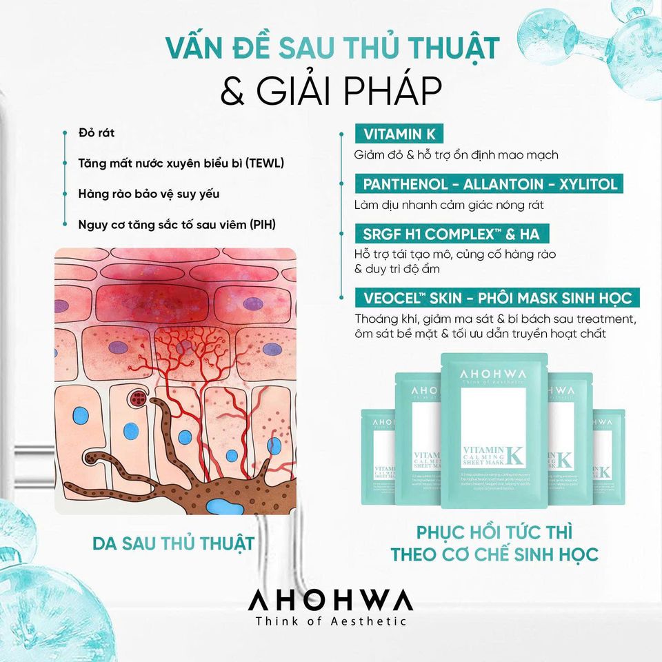 [5 miếng] Mặt nạ Ahohwa VITAMIN K SHEET MASK – PHỤC HỒI DA SAU XÂM LẤN phù hợp với mọi loại da