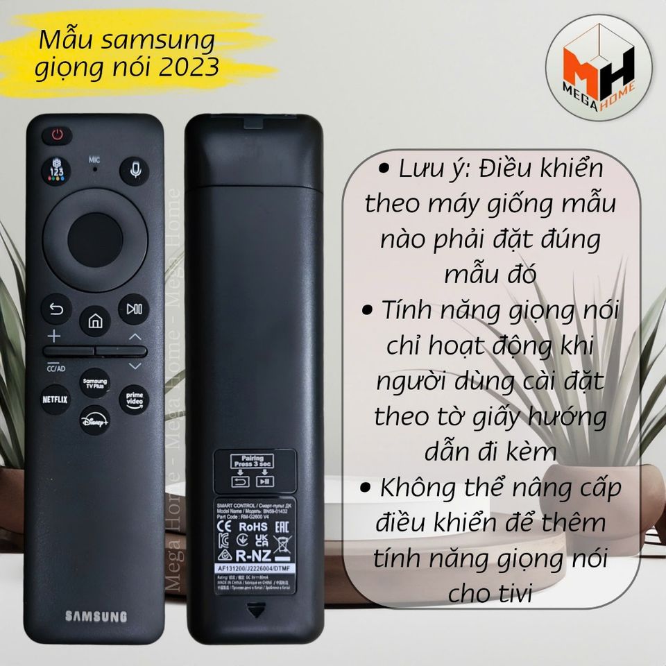 Điều Khiển Tivi Samsung Hỗ Trợ Giọng Nói - Remote Smart TV Indonesia - Thay Thế Kiểu Dáng Nhỏ Gọn, Chất Lượng Cao 631445
