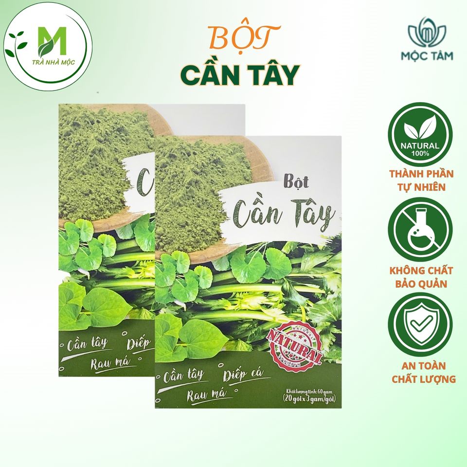 Bột Cần Tây Rau Má Diếp Cá- 100%Từ Rau Tươi, Bổ Sung Chất Xơ, Hỗ Trợ Detox-Giảm Cân, Đẹp Da Thanh Lọc Cơ Thế (Hộp 20 túi dạng bột hòa tan)