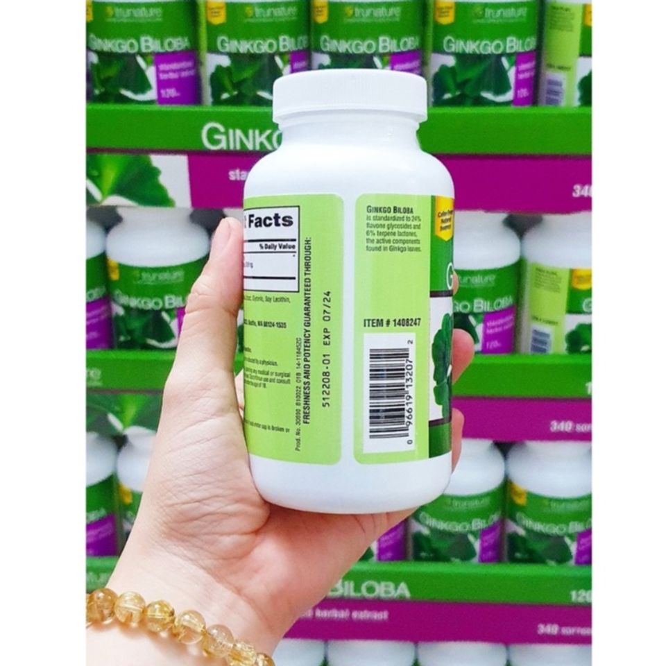 (Auth nhập khẩu) [Hàng Mỹ]date 228 Viên Uống Bổ Não Trunature Ginkgo Biloba 120mg 340 Viên