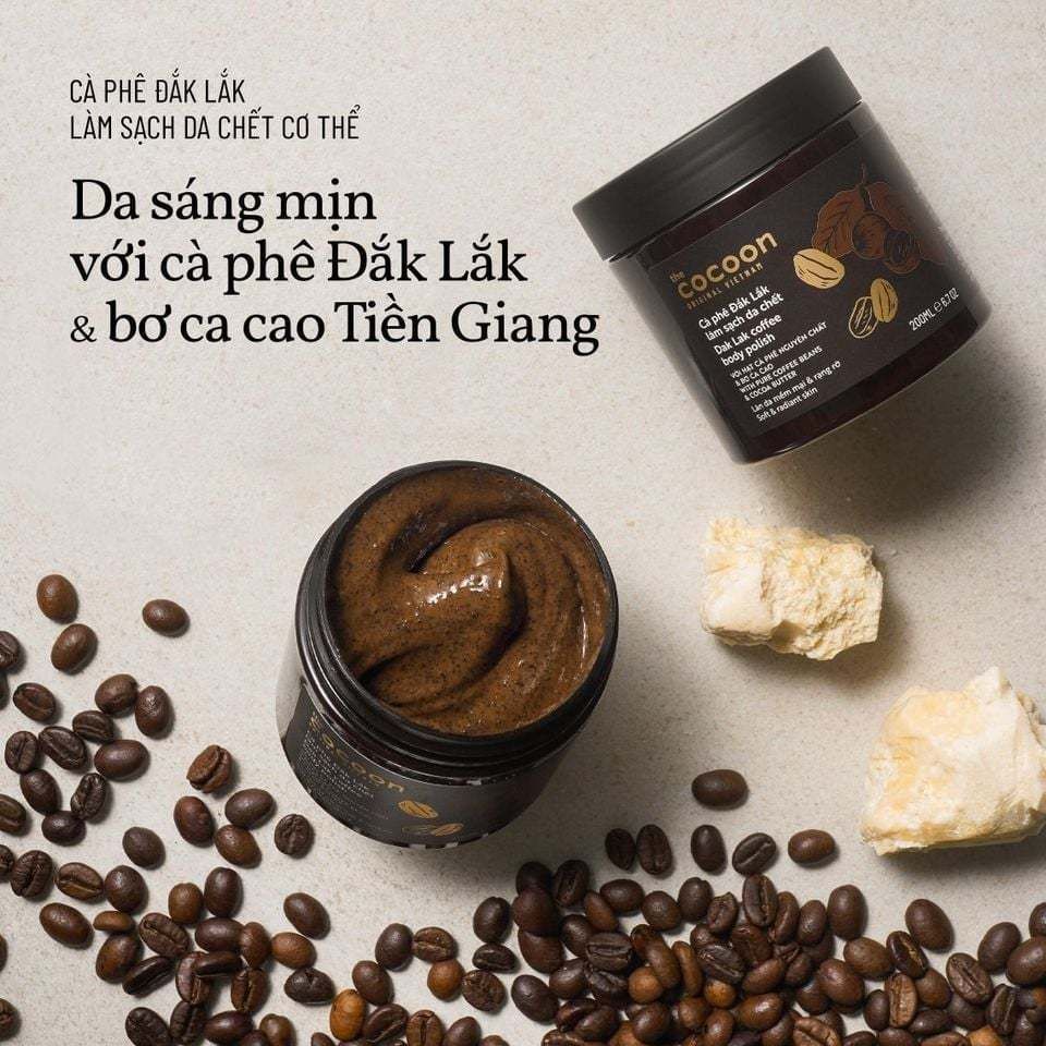 [B E B U] Tẩy Tế Bào Chết Toàn Thân Cocoon Cà Phê Đắk Lắk 200ml - Da Sạch, Sáng Mịn Chỉ Sau Vài Lần Sử Dụng